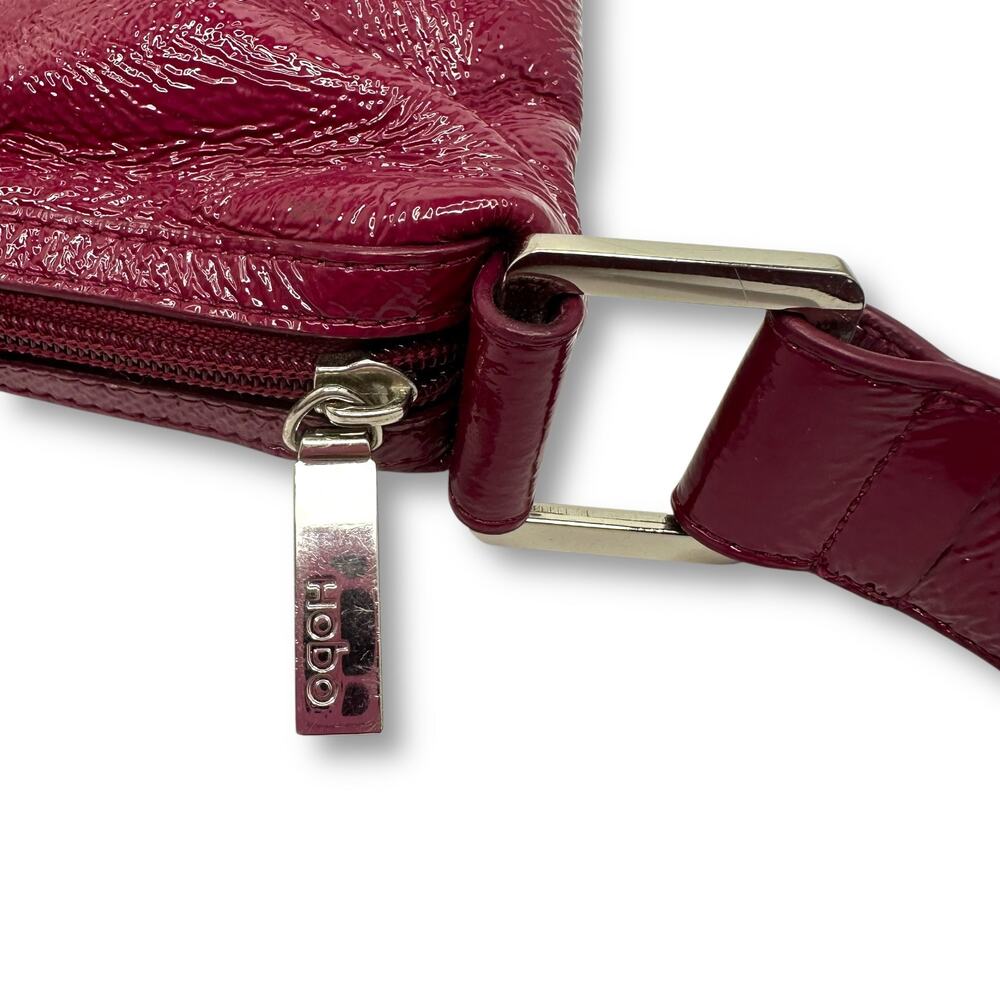 Hobo International Women Patent Shoulder Bag Berry Wine Purple Crinkle Leather - Picture 5 of 14